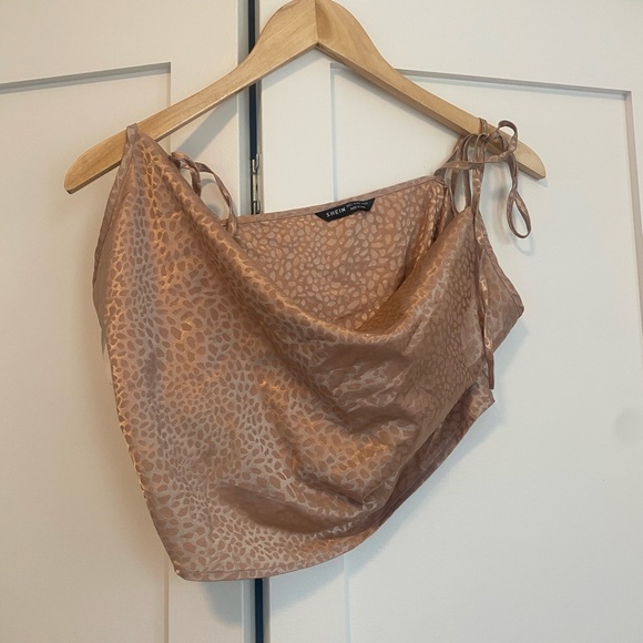 Tan animal print cowl neck top - Picture 2 of 3